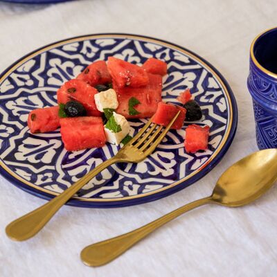 Assiette fassia blauw majorelle goud “Khadija”