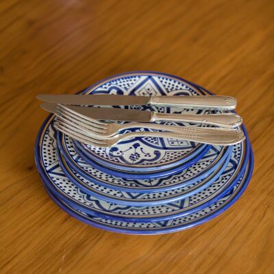 Assiette zwak blauw majorelle goud “Yasmina”