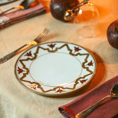 Groot assiette lmida kaki melanzana goud “Noura”