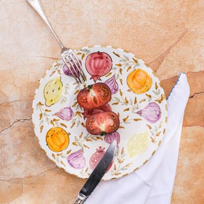 Groot assiette tutti frutti goud “Khadija”