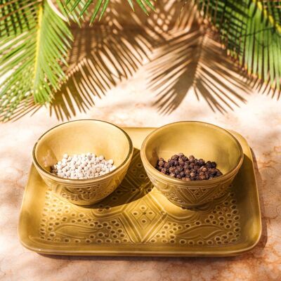 2 mini kommen snacking relief kaki goud « Samira »