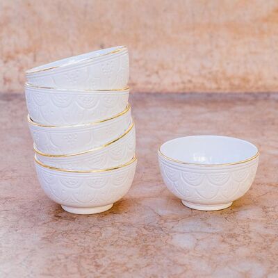 Kommen et kom ronds reliëf blanc goud “Leila”