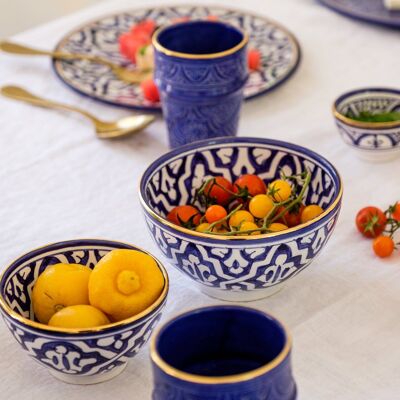 Kommen et kom ronds fassia blauw majorelle goud “Samira”