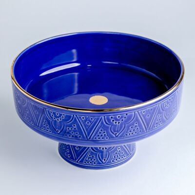 Coupe à fruits reliëf blauw majorelle goud “Malika”