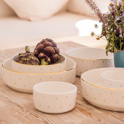 Plats de service droits reliëf blanc goud “Samira”