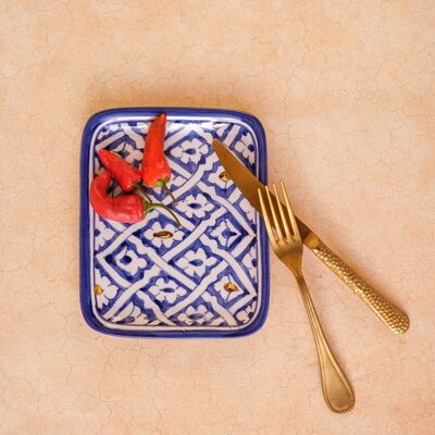 Petit plateau fassia blauw majorelle goud “Khadija”