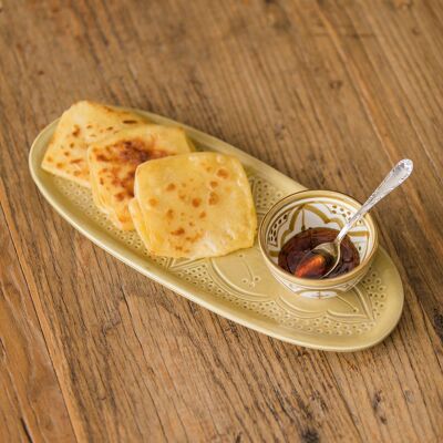 Plateau à tapas ovale relieve kaki goud “Imane”