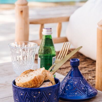 Boîte tajine in rilievo blu majorelle goud “Malika”