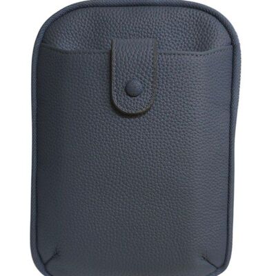 Grand sac à main en cuir bleu fumé 12585 avec bandoulière assortie