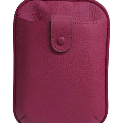 Large Leather Mobile Bag Fuchsia 12585 with Matching Leather Strap