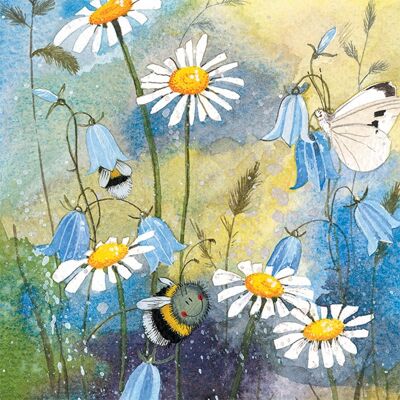 Bee & daisies blank card