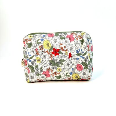 BOLSO DE ASEO DE ALGODÓN ACOLCHADO DE PRIMAVERA CON ESTAMPADO FLORAL DE PRIMAVERA