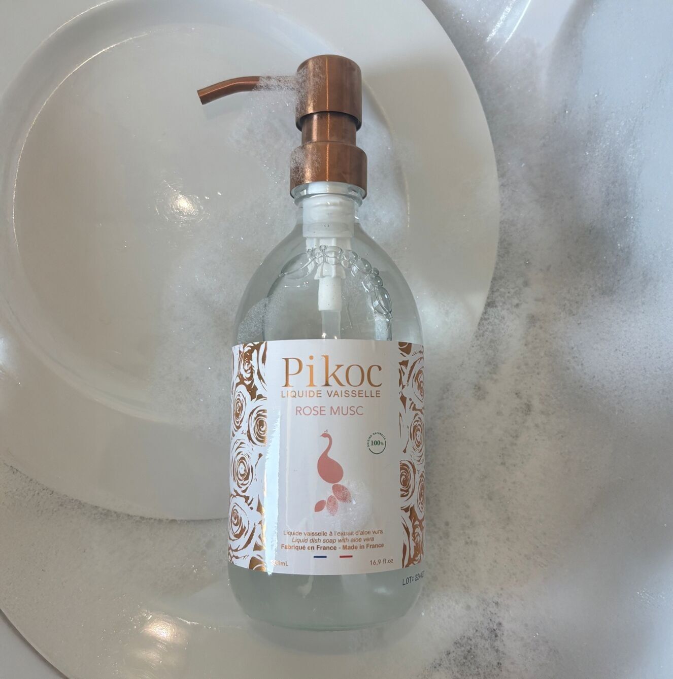 Detergente lavavajillas Rose Musk 500 ml - Botella con dosificador rellenable