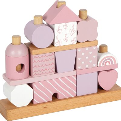Casa impilabile rosa | Giochi plug-in | giocattoli di legno