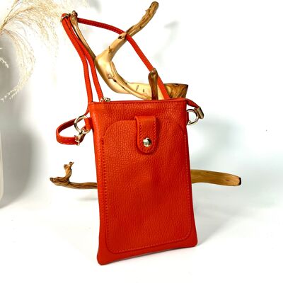 POCHETTE TÉLÉPHONE CUIR À BOUTON PRESSION ITALIEN LOUISE