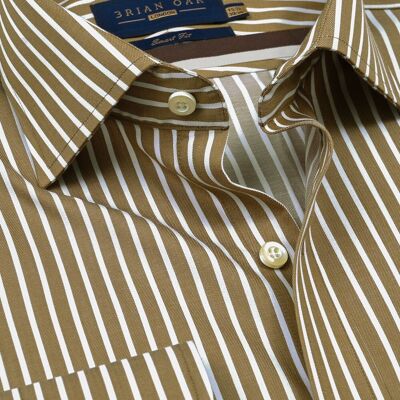 Camicia elegante in cotone a righe beige