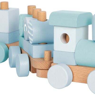 Tren de madera azul | Juguete para empujar | juguetes de madera