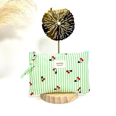 POCHETTE À RAYURES ULTRA MIGNONNE À CERISES PRINTANIÈRES À CROQUER