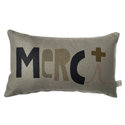 HOUSSE Coussin Merci Gris 30/50 CM