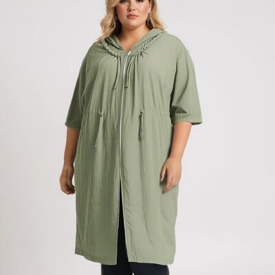 Giacca in cotone sottile taglia grande color cachi (C6527/KAKI)