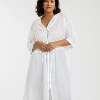 Giacca in cotone bianco fine taglia comoda (C6527/BIANCO)