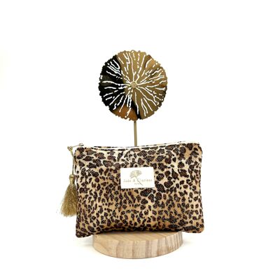 BOLSA DE ALGODÓN ACOLCHADA DE TERCIOPELO Y LEOPARDO