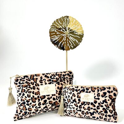 DOUBLE POCHETTES EN VELOUR LÉOPARD