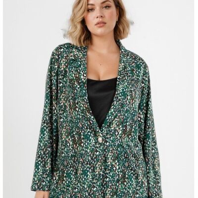 Blazer verde con stampa leopardata taglie forti (C6528/VERDE)