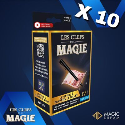 PACK X10 - Magic Tricks: The Pen Through the Banknote - Children's Gift - Fun Toy 😃