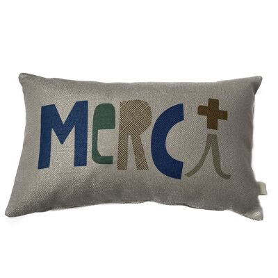 HOUSSE de Coussin Merci Bleu 30/50 CM