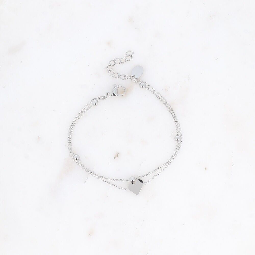 Tyma mehrreihiges Armband - 2 Reihen, Kette mit Kugeln und Herz