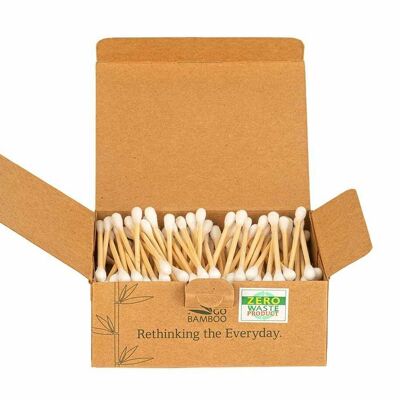 Box of 200 cotton swabs in bamboo