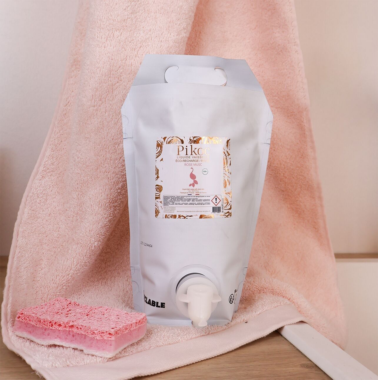 Recambio ecológico de lavavajillas líquido con aroma a rosa mosqueta, 1,5 l