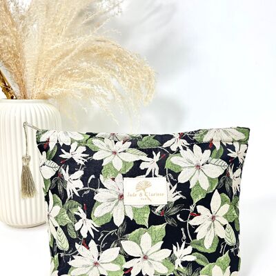 BORSA GRANDE CON POMPON IN TESSUTO DA RIVESTIMENTO FLOREALE