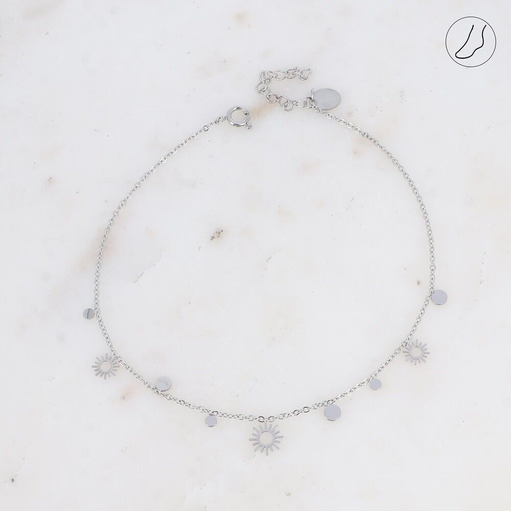 Fußkettchen - runde Quasten und durchbrochene Sonne