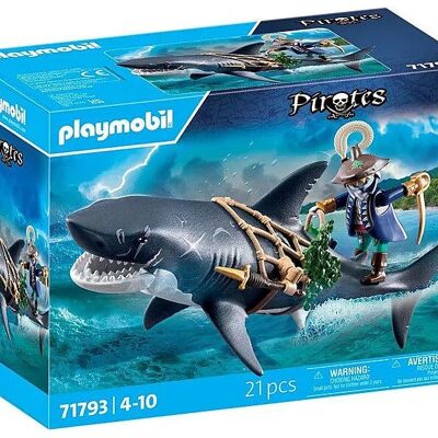 Playmobil 71793 Piratas Figura de pirata con tiburón gigante - Juguetes para bebés y niños - Edad 4+