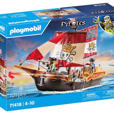 Figura del Rey Pirata Playmobil 71418: Galera Pirata - Juguetes para bebés y niños - A partir de 4 años