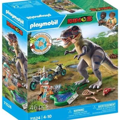 Playmobil 71524 Dinosauri T-Rex ed Esploratore su Motocicletta - Giocattoli per bambini e neonati - Età 4+