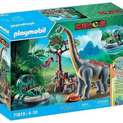 Playmobil 71819 Dinosauri Brachiosauro e Hovercraft - Giocattoli per bambini e neonati - Età 4+