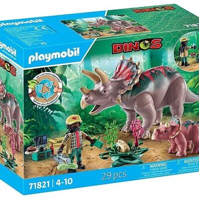 Figura de Dinosaurio Triceratops y Explorador Playmobil 71821 - Juguetes para bebés y niños - A partir de 4 años
