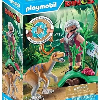 Playmobil 71823 Dinosaures Explorateur et Vélociraptor - Jouets pour bébés et enfants - À partir de 4 ans