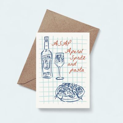 ASAP, Aperol Spritz and pasta - Blank Notecard