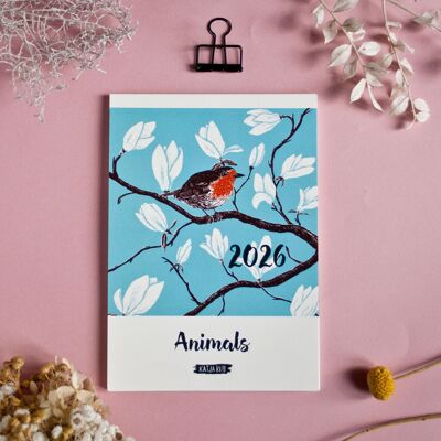 Calendario 2026 Animali in formato A5 (calendario inglese)