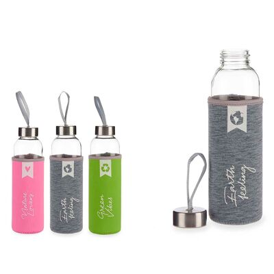 SET 3 BOTELLAS NEOPRENO CRISTAL DM69267C91 COL ETIQUETAS MENSAJES 500 ML Color: Multicolor