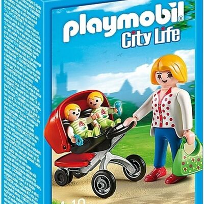 Playmobil 5573 Modern Villa Mamá con gemelos y cochecito Figura - Juguetes para bebés y niños - Edad 4+