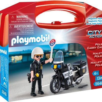 Playmobil 5648 Maletas: Maleta de policía con figura de motocicleta - Juguetes para bebés y niños - A partir de 4 años