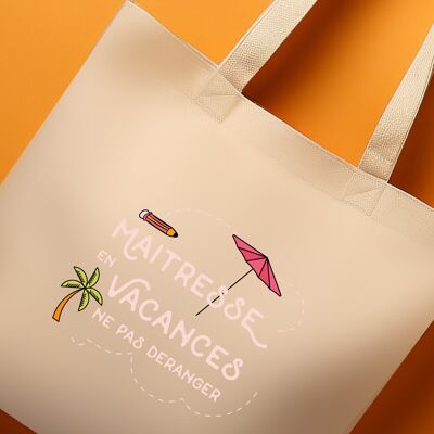 Totebag Maitresse en vacances - sac ecru