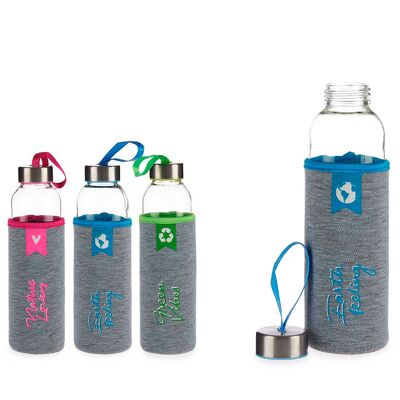 SET 3 BOTELLAS NEOPRENO CRISTAL DM69266C91 COL ETIQUETAS MENSAJES 500 ML Color: Multicolor
