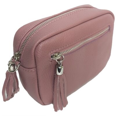 Borsa per fotocamera in pelle Rosa antico