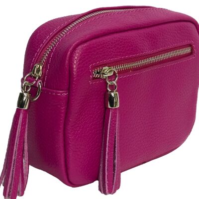 Borsa per fotocamera in pelle Fucsia